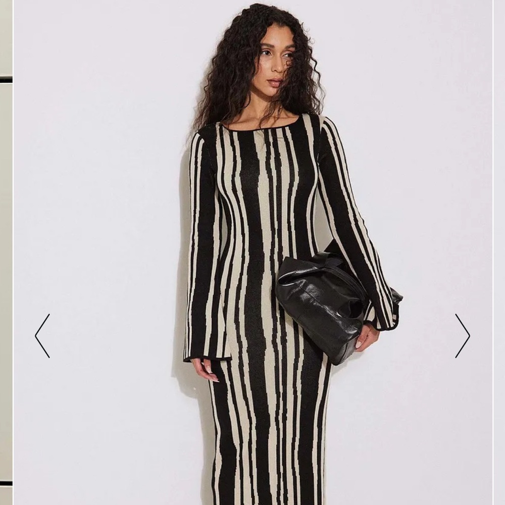 NA-KD wide sleeve knitted maxi dress